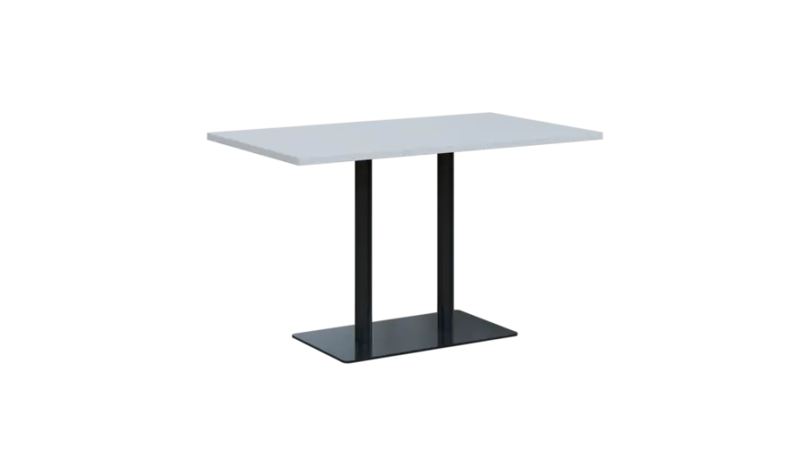 RGT 52 stůl hranatý, noha trubková, černá, deska 25 mm, široký 1200 mm, bílá